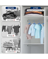 SereneLife 60 Pcs. Non-Slip Plastic Kids Hangers - Durable and Space-Saving Closet Organizers for Infants, Toddlers, and Kids' Clothing (Blue)