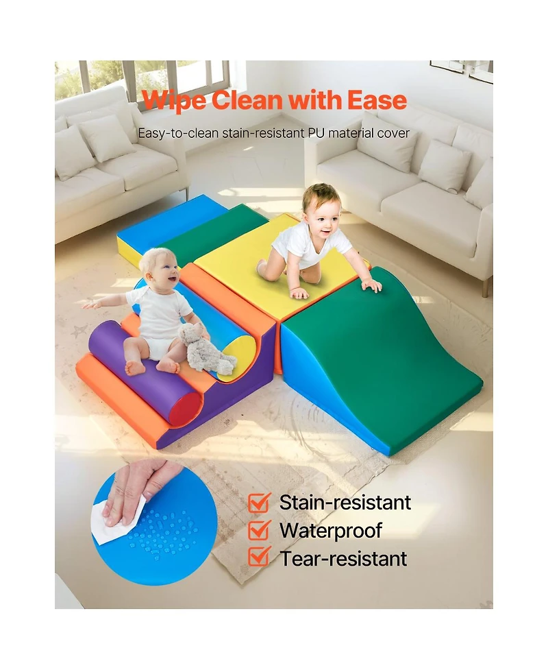 Slickblue Toddler 7 Piece Foam Climbing Blocks Set Preschoolers Indoor Play