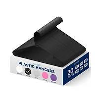 SereneLife 20 Pcs. Plastic Hangers - Non-Slip, Sturdy, and Heavy Duty Coat Set with 360° Swivel Hook for Clothes (Black)