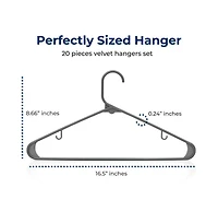 SereneLife 20 Pcs. Plastic Hangers - Non-Slip, Sturdy, and Heavy Duty Coat Set with 360° Swivel Hook for Clothes (Grey)