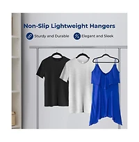 SereneLife 10 Pcs. Velvet Hangers - Non-Slip, Sturdy, and Heavy Duty Coat Set with 360° Swivel Hook for Clothes (Black)