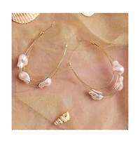 Sohi Women's Black Snowball Wire Hoop Earrings