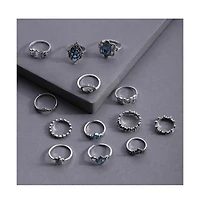 Sohi Women's Silver Pack Of 13 Oxidized Rings