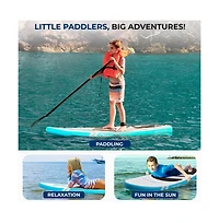 Free-Flow Welded Inflatable Kids Stand-Up Paddle-Board with Single-Action Hand Pump, 3-Shaft Aluminum Paddle (Black)