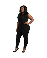 Poetic Justice Plus Sleeveless Collared Jumpsuit