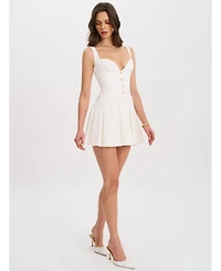 Miss Circle Women's Tala White Sleeveless Pleated Preppy Mini Dress