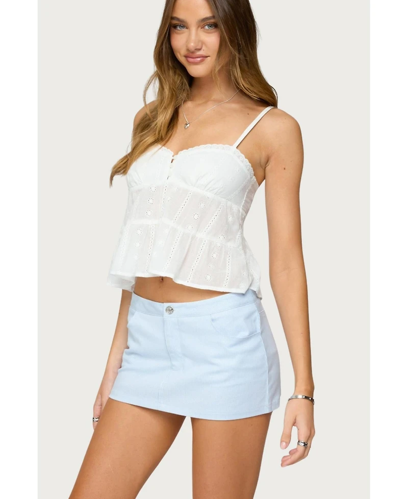Edikted Women's Tamora Eyelet Babydoll Tank Top