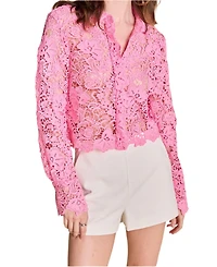 endless rose Women's Textured Sheer Long sleeve Top
