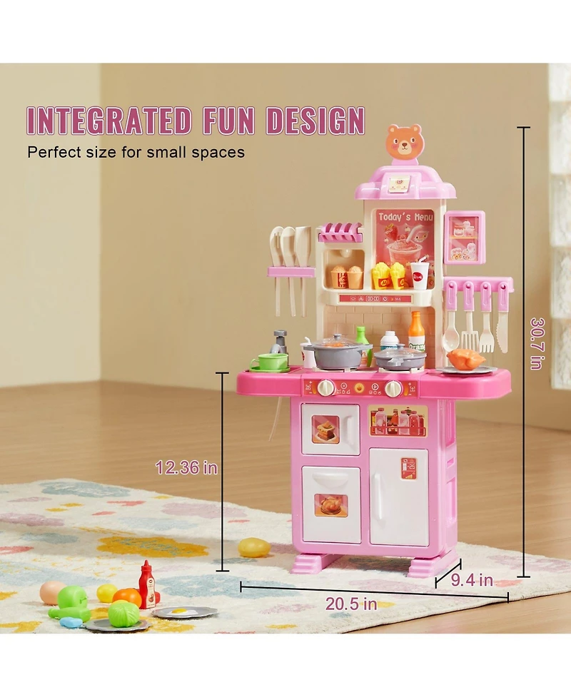 Slickblue Kids Kitchen Playset with 48 Piece Pretend Cooking Accessories for Imaginative Play