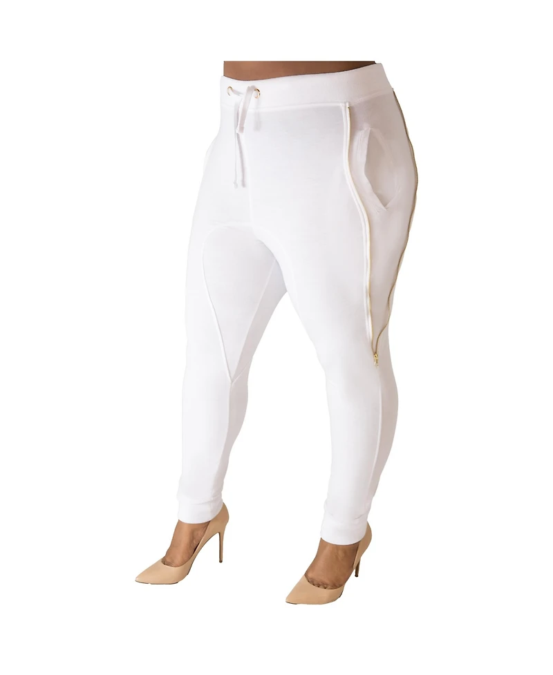 Poetic Justice Plus Size Zipper Trim Jogger Pants