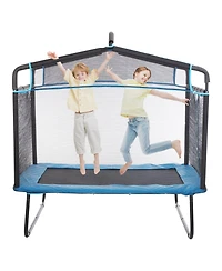 Slickblue Kids Trampoline Indoor Outdoor Mini with Gymnastics Bar Hammock for Toddlers 3+