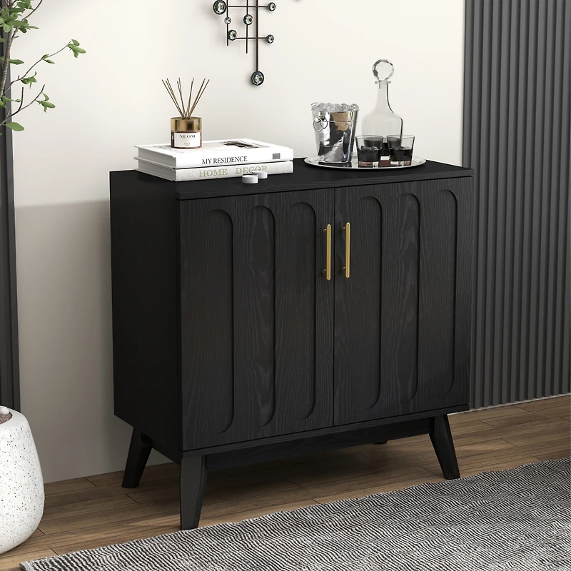 Casainc Mid Century Modern Kitchen Cabinet with Adjustable Shelves & Solid Wood Legs