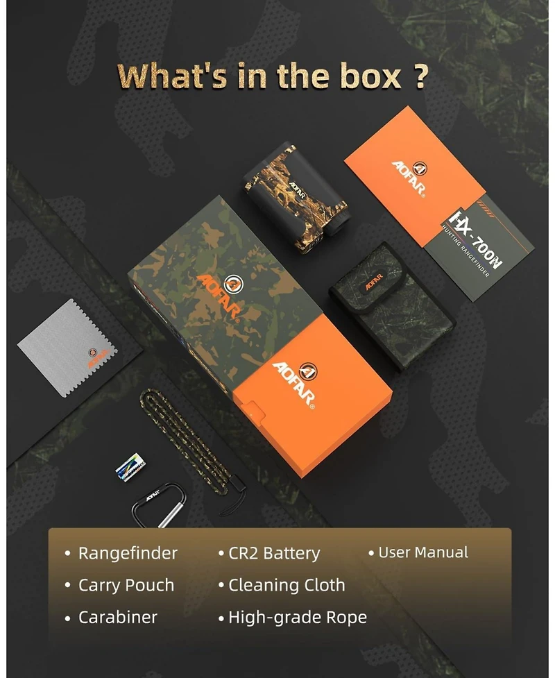 Aofar Hx-700N Hunting Range Finder 700 Yards Waterproof Archery Rangefinder for Bow Hunting with Range and Speed Mode, Free Battery, Carrying Case