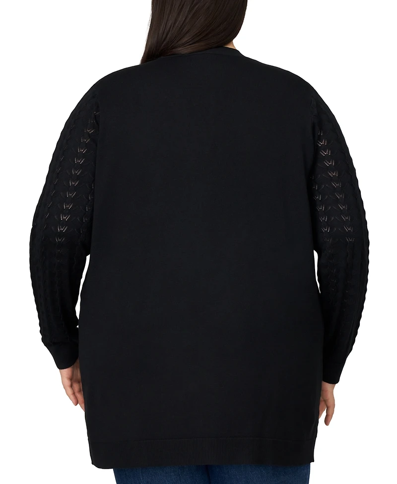 Melissa Paige Plus Size Pointelle Cardigan Sweater