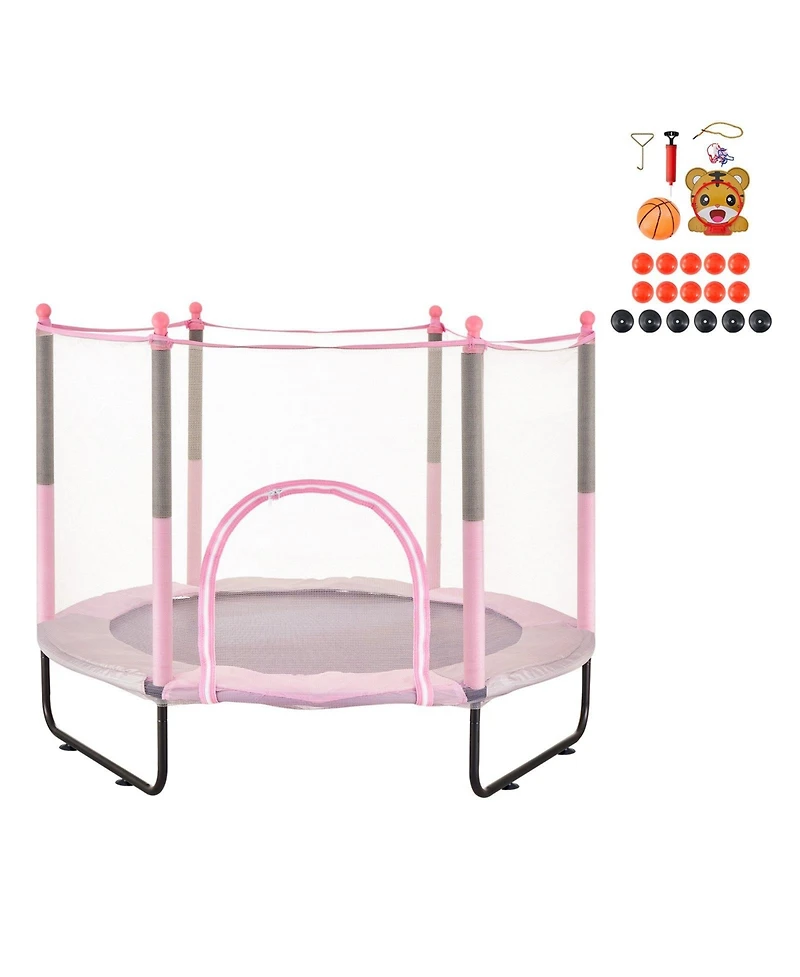 Slickblue Kids Mini Trampoline with Net Indoor Outdoor Toddler Bounce Playset