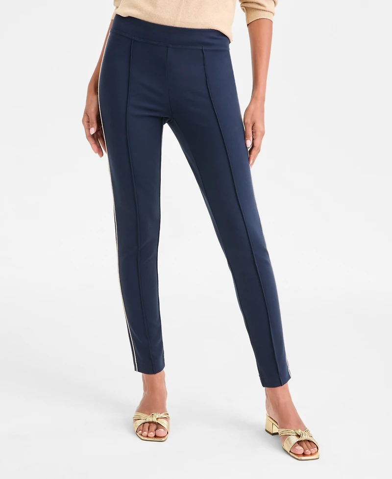 Tommy Hilfiger Women's Striped-Trim Seamed Pull-On Pants