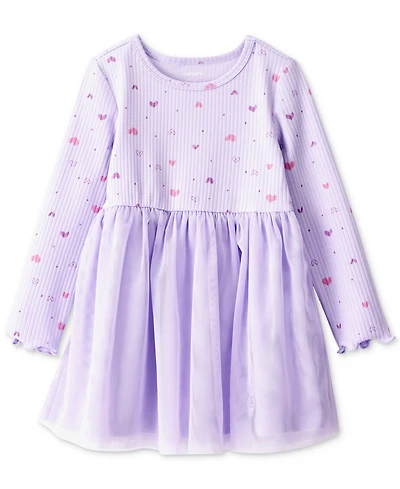 Carter's Toddler Girls Heart-Print Long-Sleeve Tulle Dress