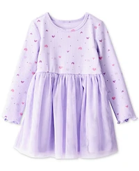 Carter's Toddler Girls Heart-Print Long-Sleeve Tulle Dress