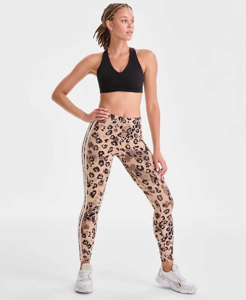 adidas Women's Leopard-Print Cotton-Blend High-Rise Leggings