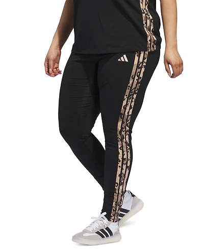 adidas Plus Animal-Print 3-Stripes High-Rise Full-Length Leggings