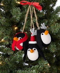 Holiday Lane Tiny Tidings Wool Three Penguins Ornament, Macy's Exclusive