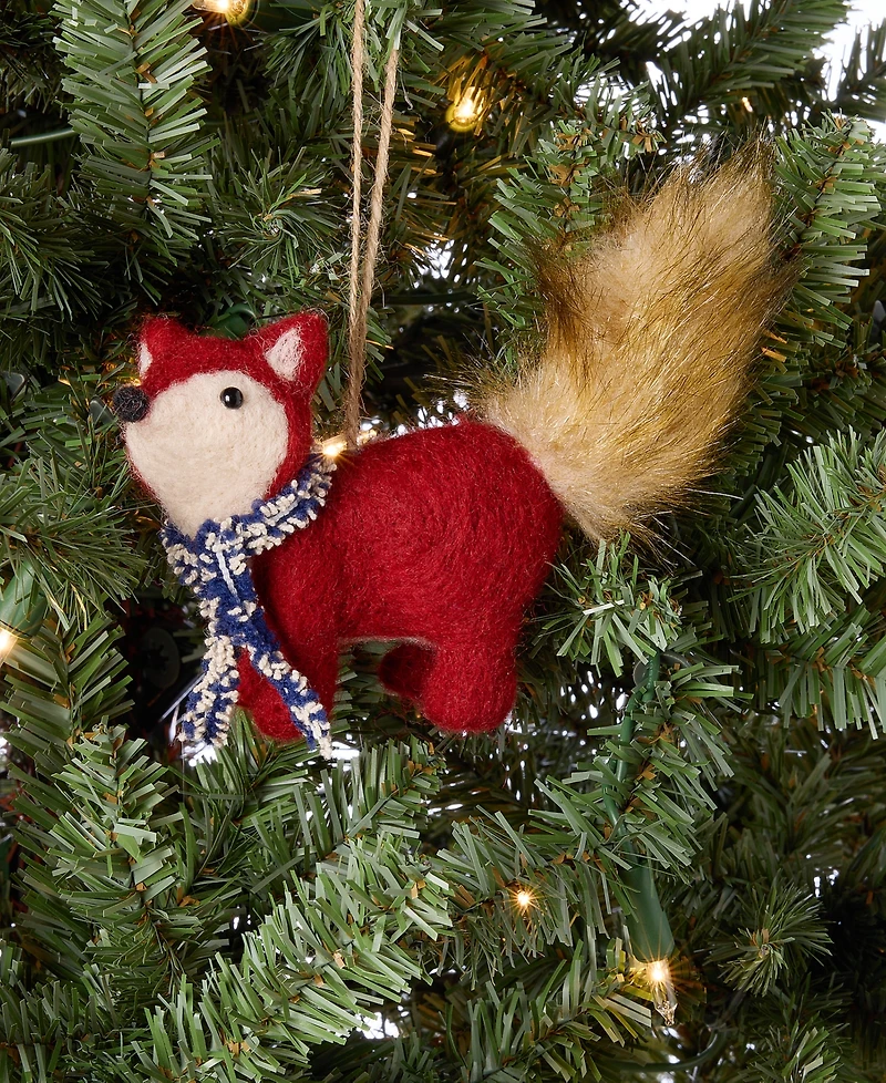 Holiday Lane Tiny Tidings Felted Fox Ornament, Macy's Exclusive