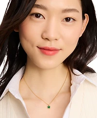 kate spade new york Cubic Zirconia Square Pendant Necklace, 16" + 3" extender