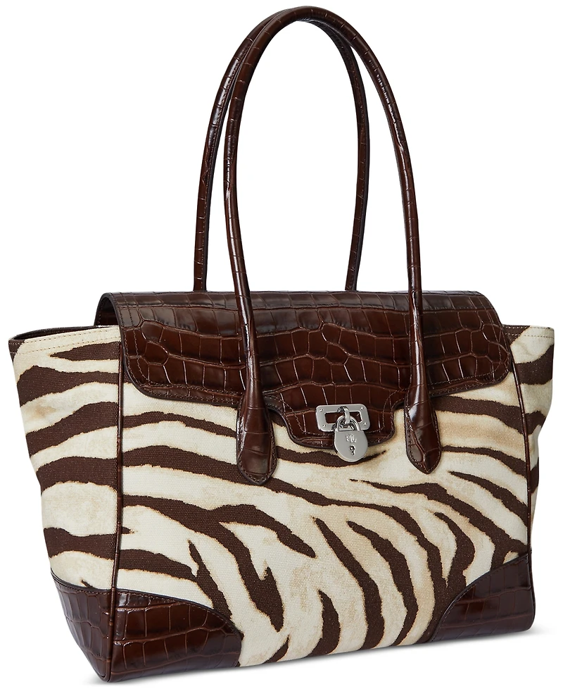 Lauren Ralph Lauren Zebra-Print Canvas Extra Large Tanner Satchel