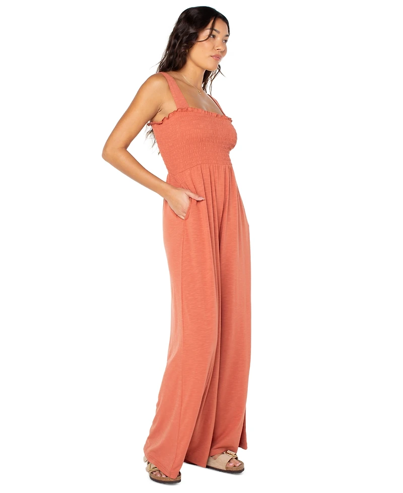 Roxy Just Passing By Smocked Jumpsuit