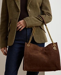 Lauren Ralph Suede Large Bradley Shopper Tote Bag