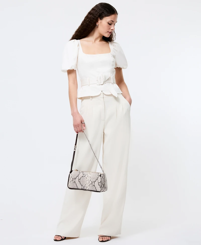 French Connection Women's Sateen Puffed-Sleeve Top
