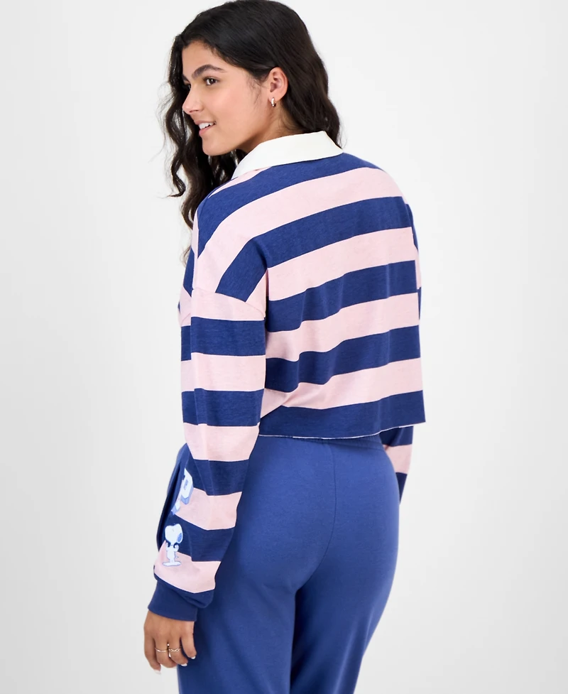 Love Tribe Juniors' Cropped Snoopy Rugby Shirt