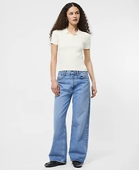 French Connection Women's Ribbed Knit Polo Shirt