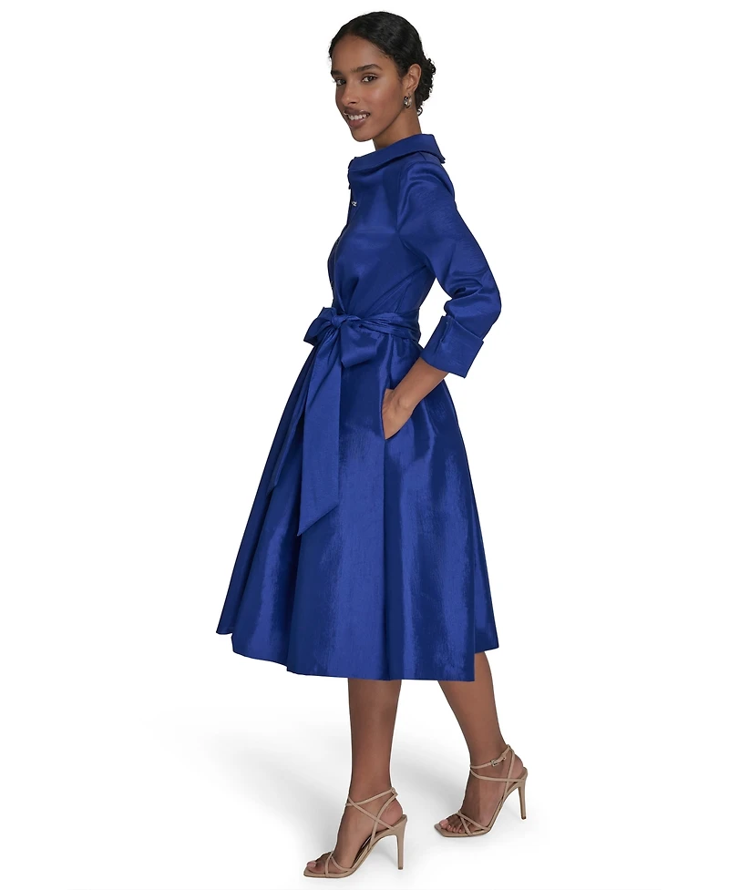 Jessica Howard Petite Belted Taffeta Shirtdress