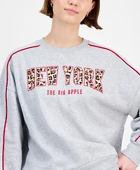Rebellious One Juniors' Leopard New York Crewneck