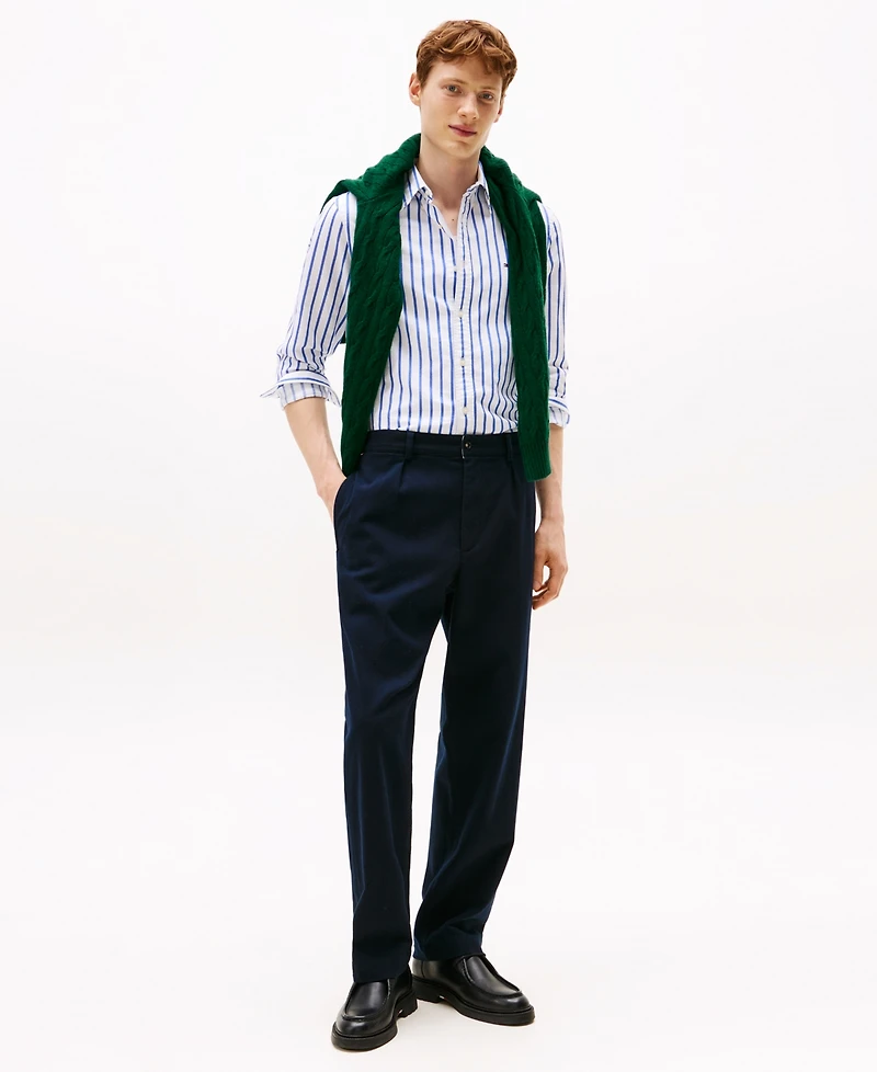 Tommy Hilfiger Men's Heritage Stripe Oxford Long Sleeve Shirt