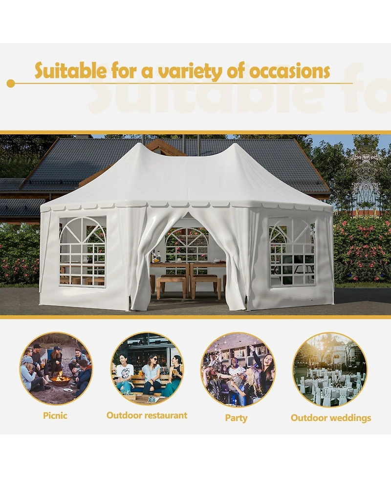 Mondawe 20x15 Ft Heavy Duty Party Tent - White Wedding & Event Shelter