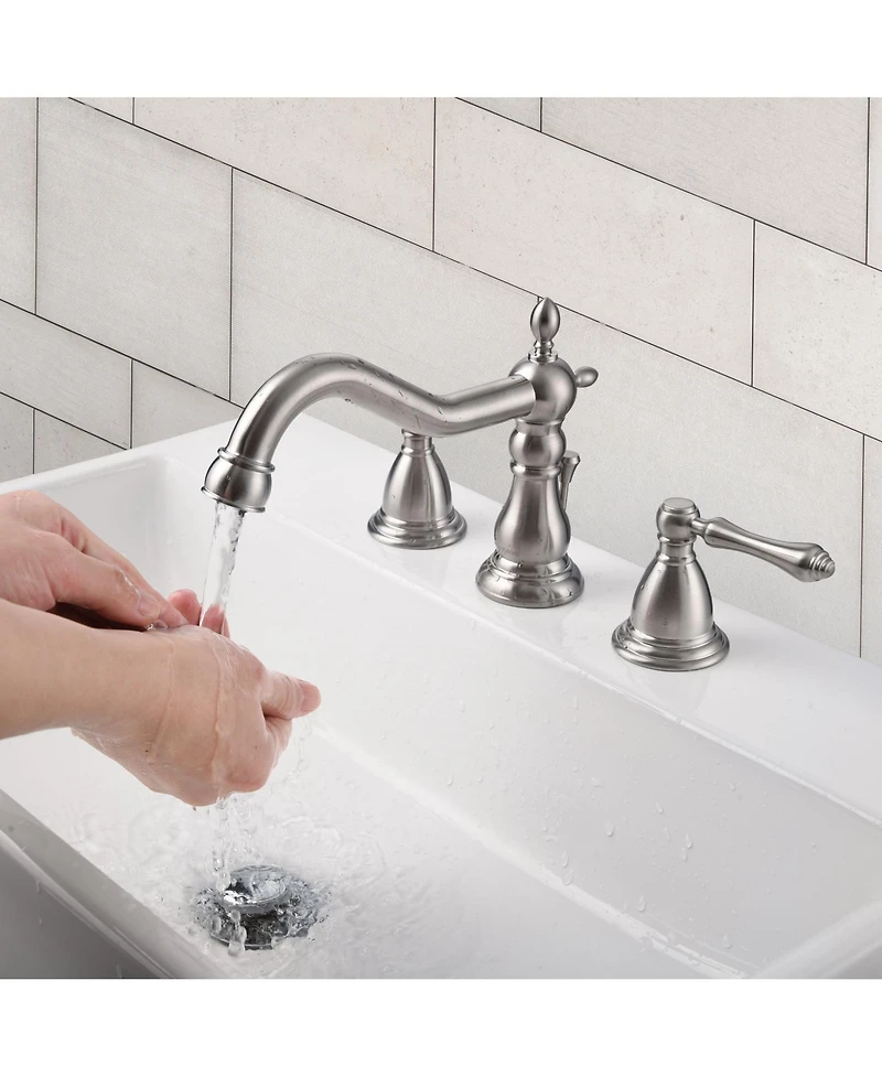 Aquaterior Rectangle Drop In Bathroom Sink w/ 3 Hole Faucet Widespread 2 Handle