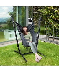 Gymax Hammock Chair with Stand Phone Holder Adjustable Swing Indoor & Outdoor Use