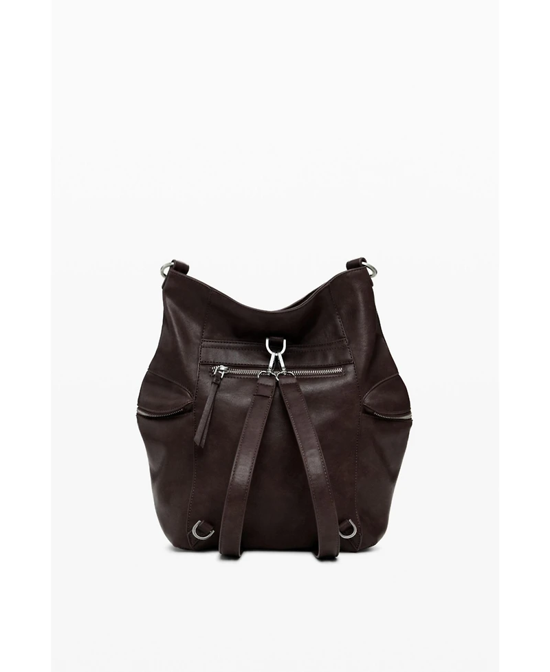 Desigual Women's Large logo suede-effect backpack