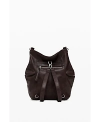 Desigual Women's Large logo suede-effect backpack