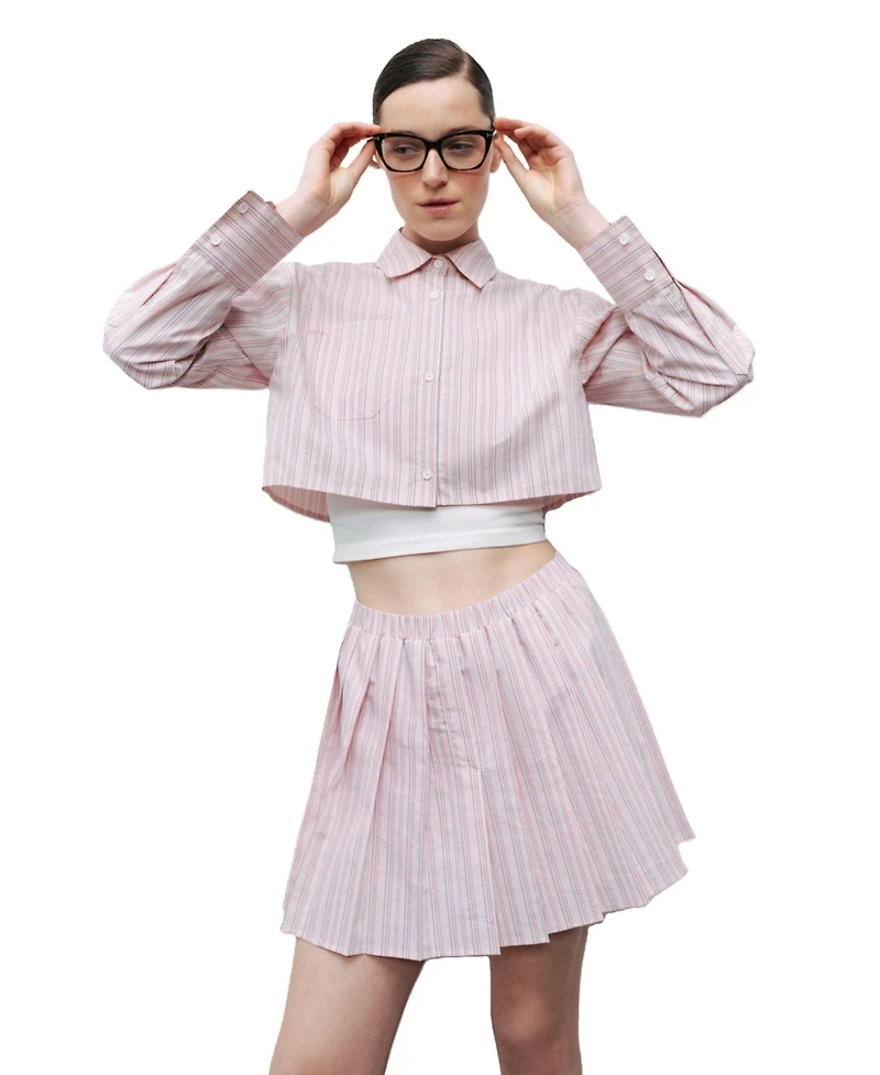 Nocturne Women's Striped Pleated Mini Skirt
