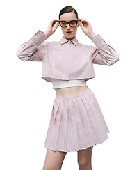 Nocturne Women's Striped Pleated Mini Skirt