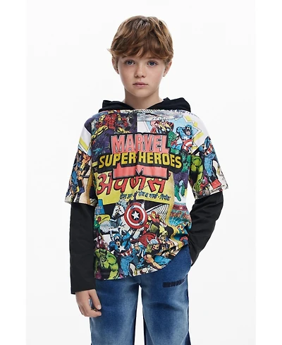 Desigual Boys Boys's Marvel T-shirt with layering effect