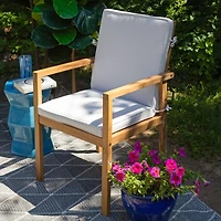 Sunnydaze Decor Rodanthe Acacia Wood Outdoor Dining Armchairs with Cushions - 2pk - Natural/Bone White