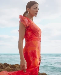 Xscape Petite Flutter-Sleeve High-Low Dress