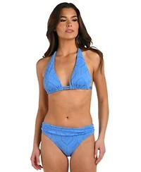 La Blanca Womens Mantra Halter Bikini Top Mantra Shirred Hipster Bikini Bottoms