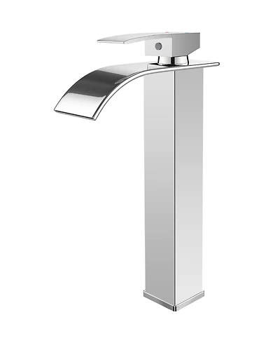 Waterfall Single Hole Single Handle Tall Bathroom Vessel Sink Faucet With Supply Hose in Polished Chrome