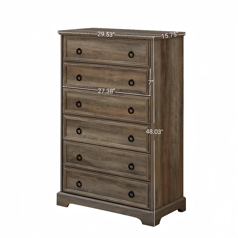 Casainc Freestanding Bathroom Cabinet Clothes Storage with 6 Drawers