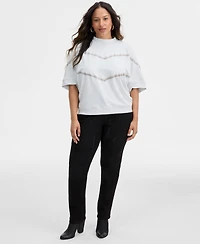 Democracy Plus Elbow-Sleeve Mock-Neck Top